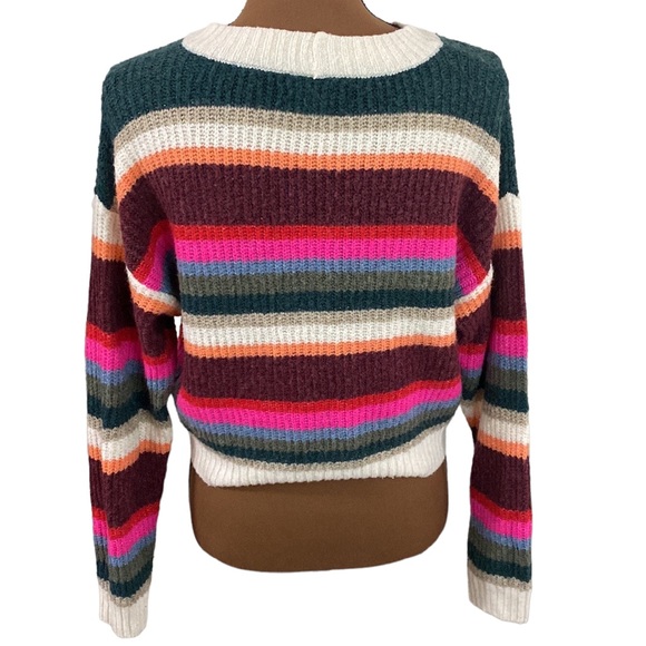 American Eagle plush knit ribbed striped cropped sweater size XS - Picture 2 of 11